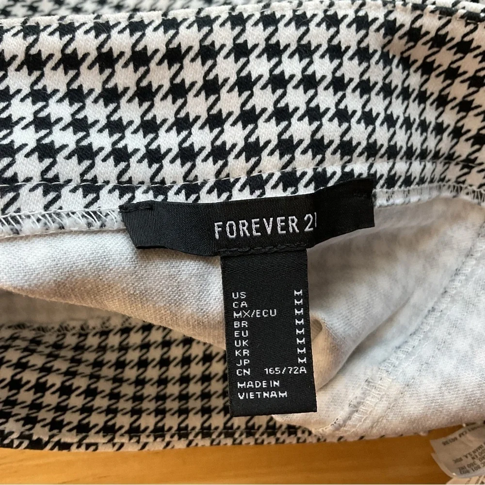 Forever 21 Houndstooth Zipper Front Bodycon Mini Skirt Size Medium